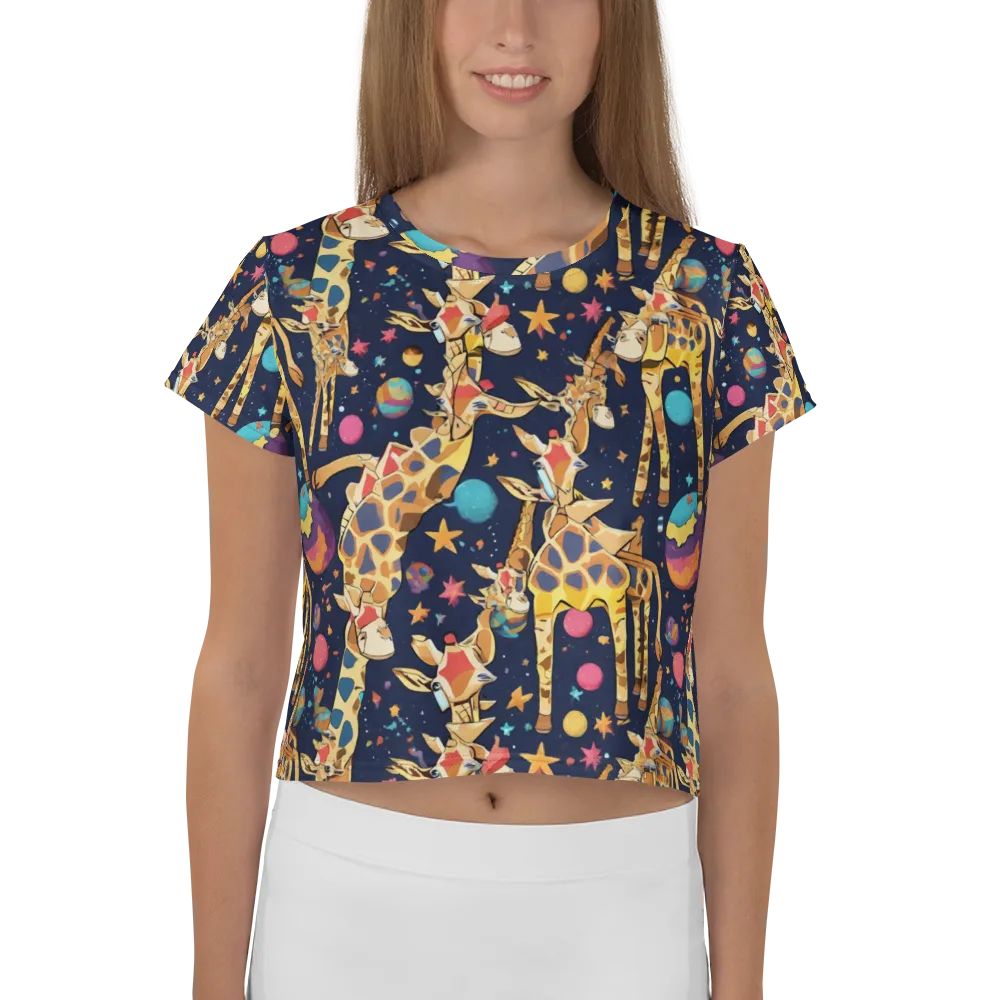 Cosmic Giraffe Parade on Crop Tee — Front