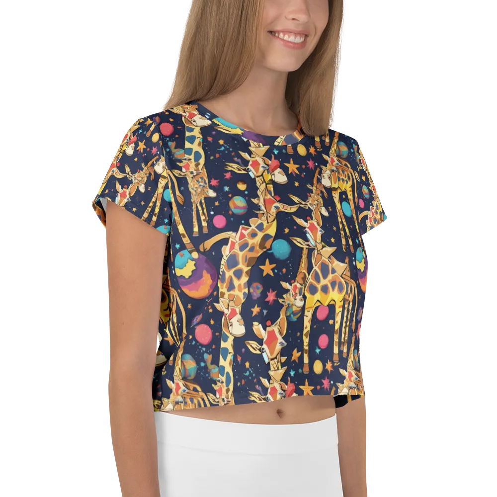 Cosmic Giraffe Parade on Crop Tee — Right