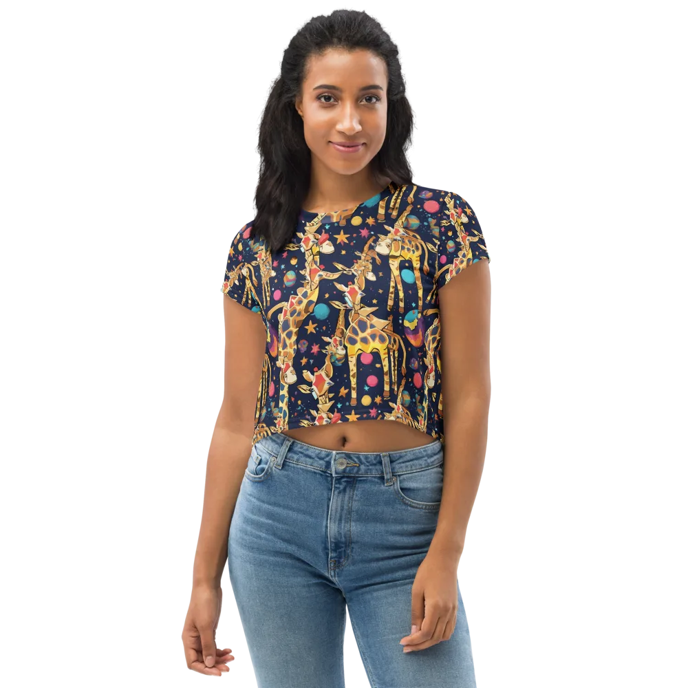 Cosmic Giraffe Parade on Crop Tee — Front