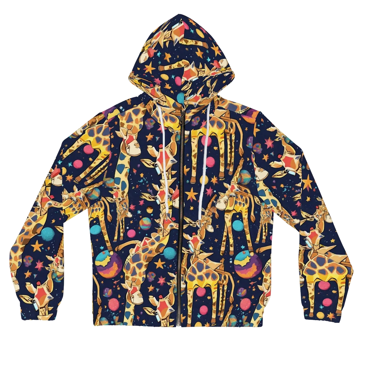 Cosmic Giraffe Parade on Women's Full-Zip Hoodie — Front