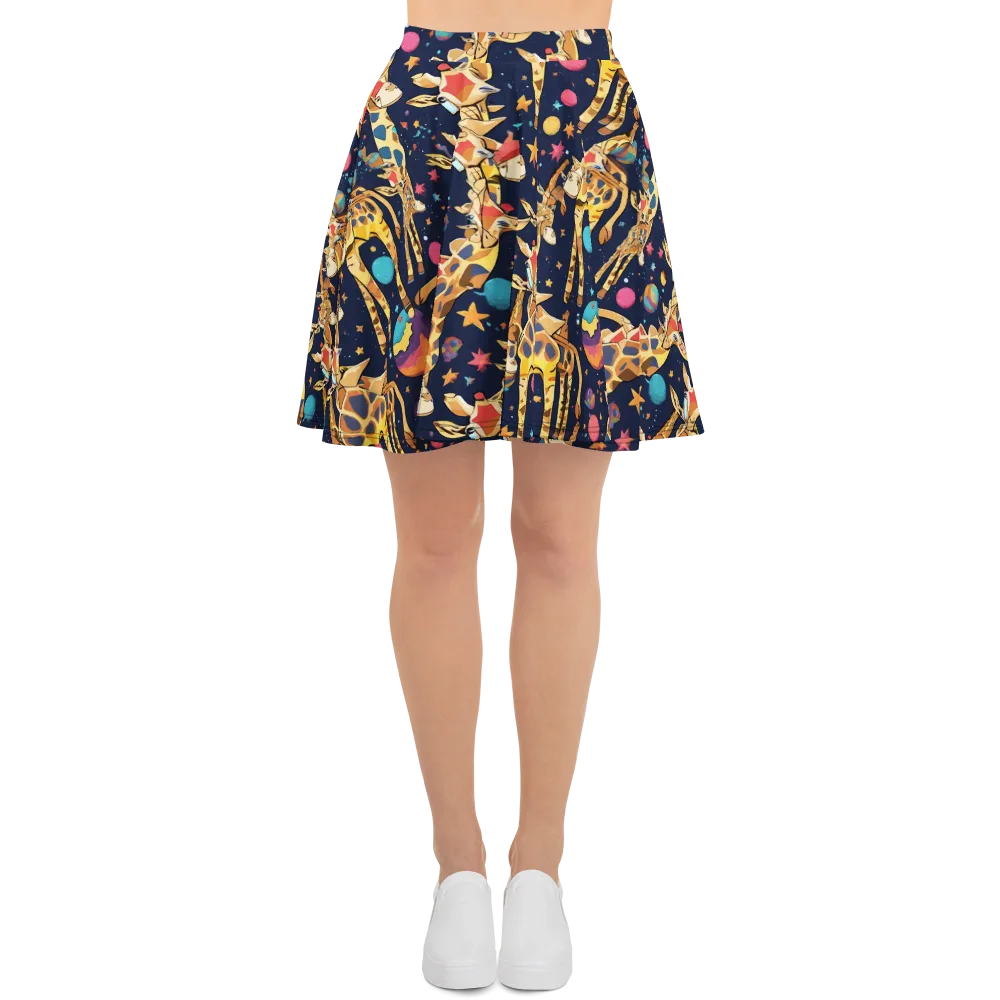 Cosmic Giraffe Parade on Skater Skirt — Front