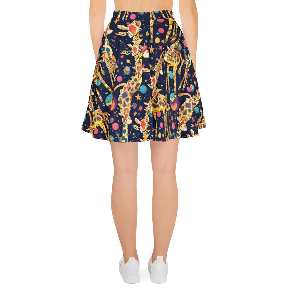 Cosmic Giraffe Parade on Skater Skirt — Back