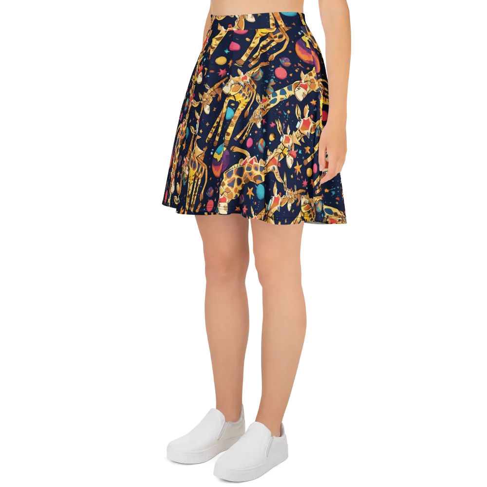 Cosmic Giraffe Parade on Skater Skirt — Left