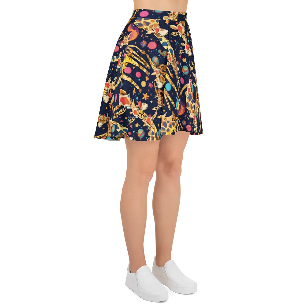 Cosmic Giraffe Parade on Skater Skirt — Right