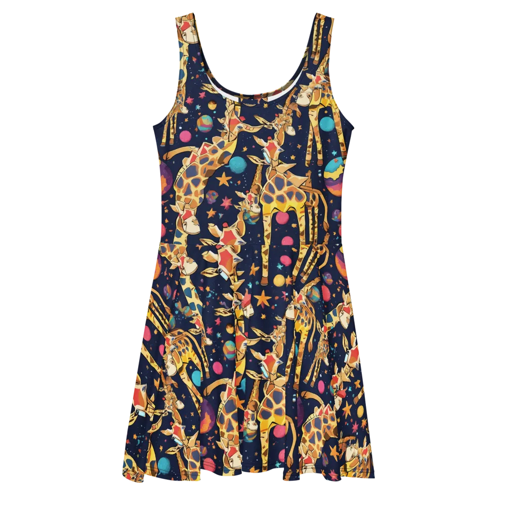Cosmic Giraffe Parade on Skater Dress — Front