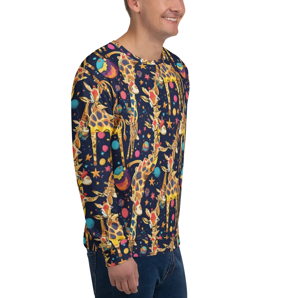 Cosmic Giraffe Parade on Sweatshirt — Right Front