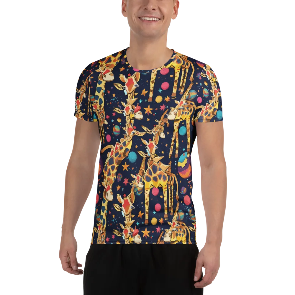 Cosmic Giraffe Parade on Men's Athletic T-Shirt — Front