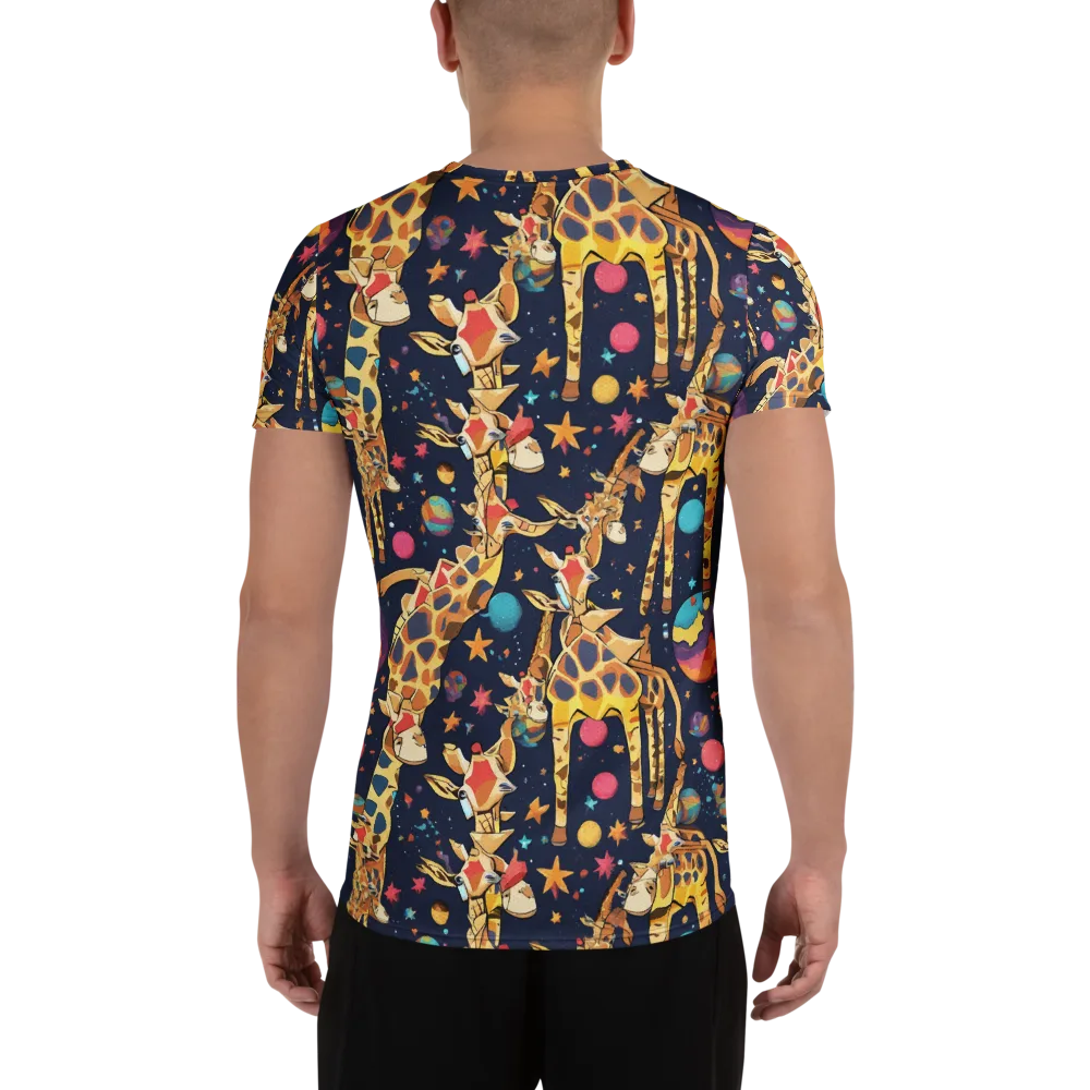 Cosmic Giraffe Parade on Men's Athletic T-Shirt — Back