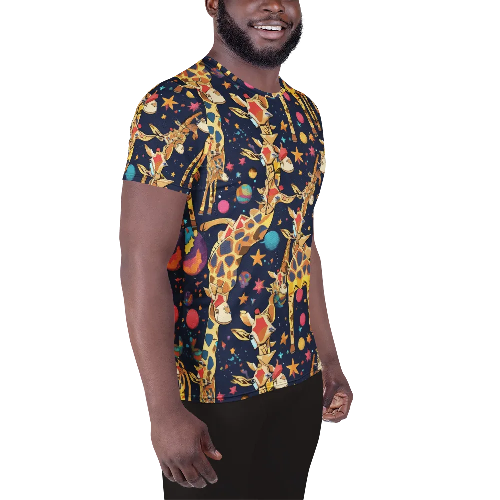 Cosmic Giraffe Parade on Men's Athletic T-Shirt — Right