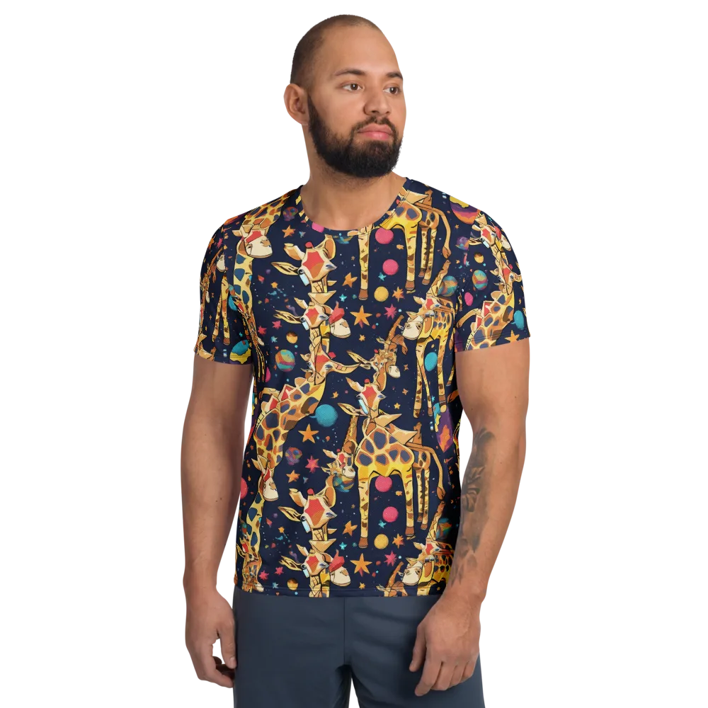Cosmic Giraffe Parade on Men's Athletic T-Shirt — Front