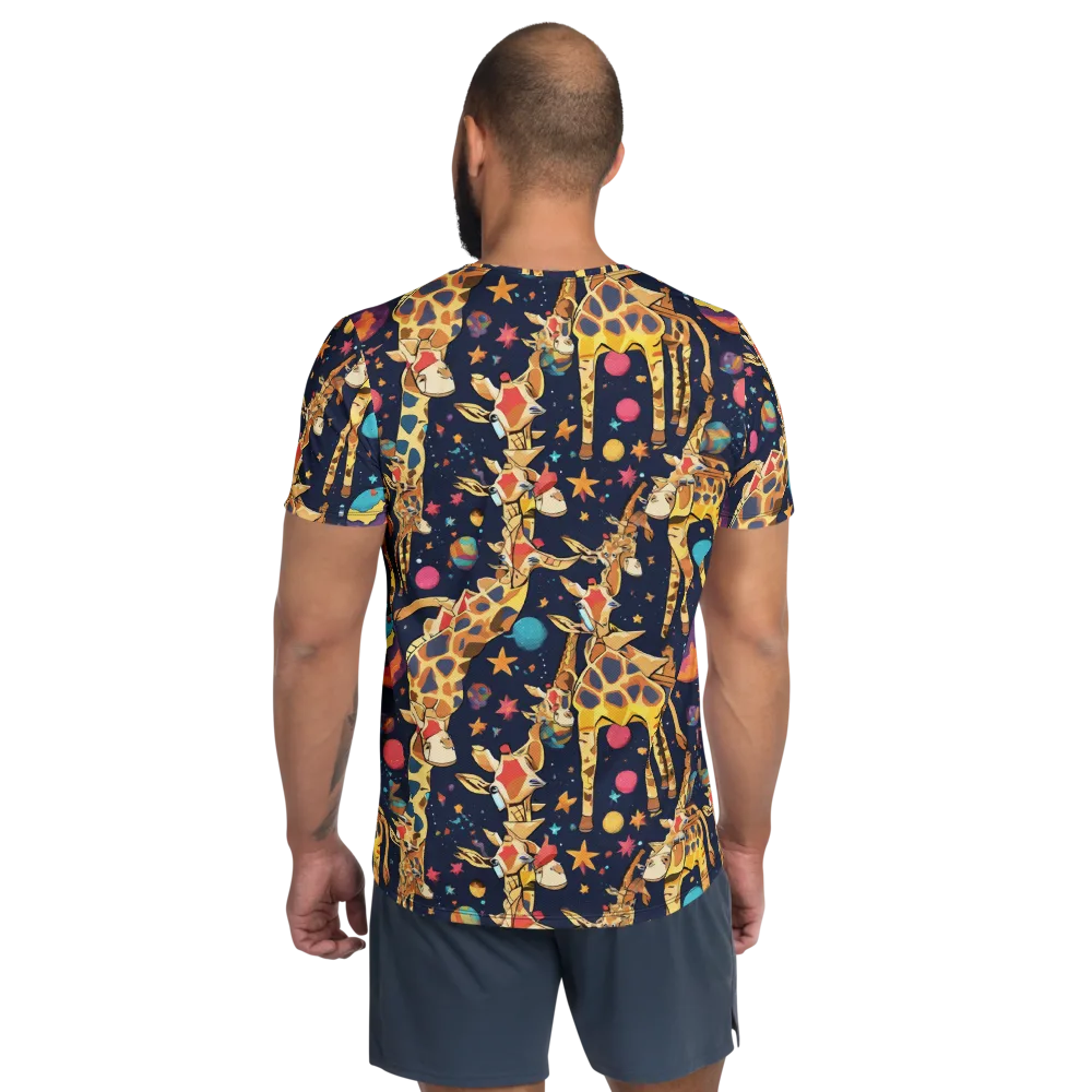 Cosmic Giraffe Parade on Men's Athletic T-Shirt — Back