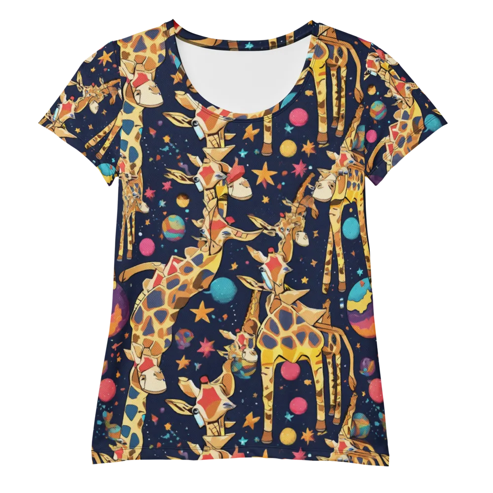 Cosmic Giraffe Parade on Women's Athletic T-Shirt — Front