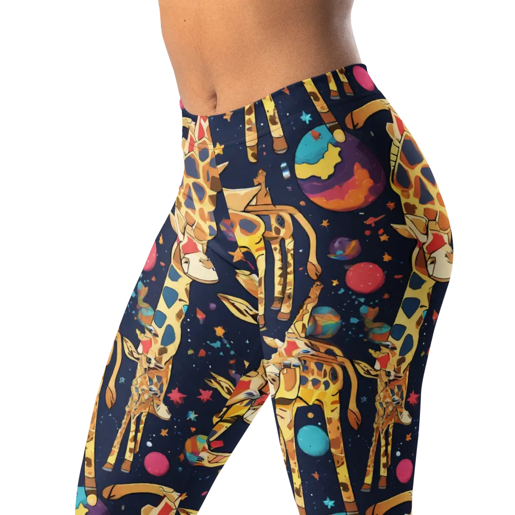 Cosmic Giraffe Parade on Leggings — Left Front