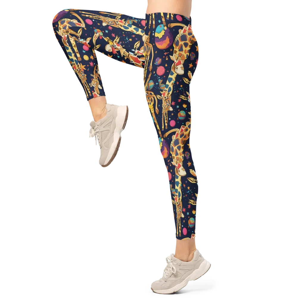Cosmic Giraffe Parade on Leggings — Left
