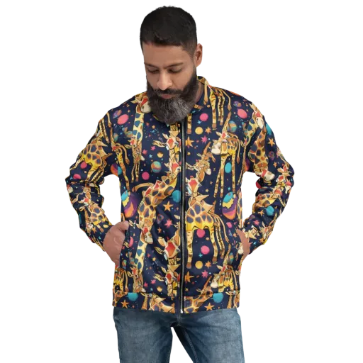 Cosmic Giraffe Parade on a Bomber Jacket