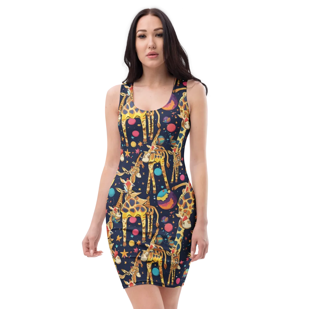 Cosmic Giraffe Parade on Bodycon Dress — Front