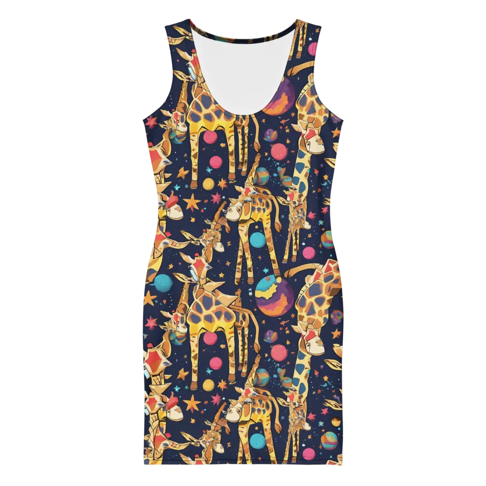 Cosmic Giraffe Parade on Bodycon Dress — Front