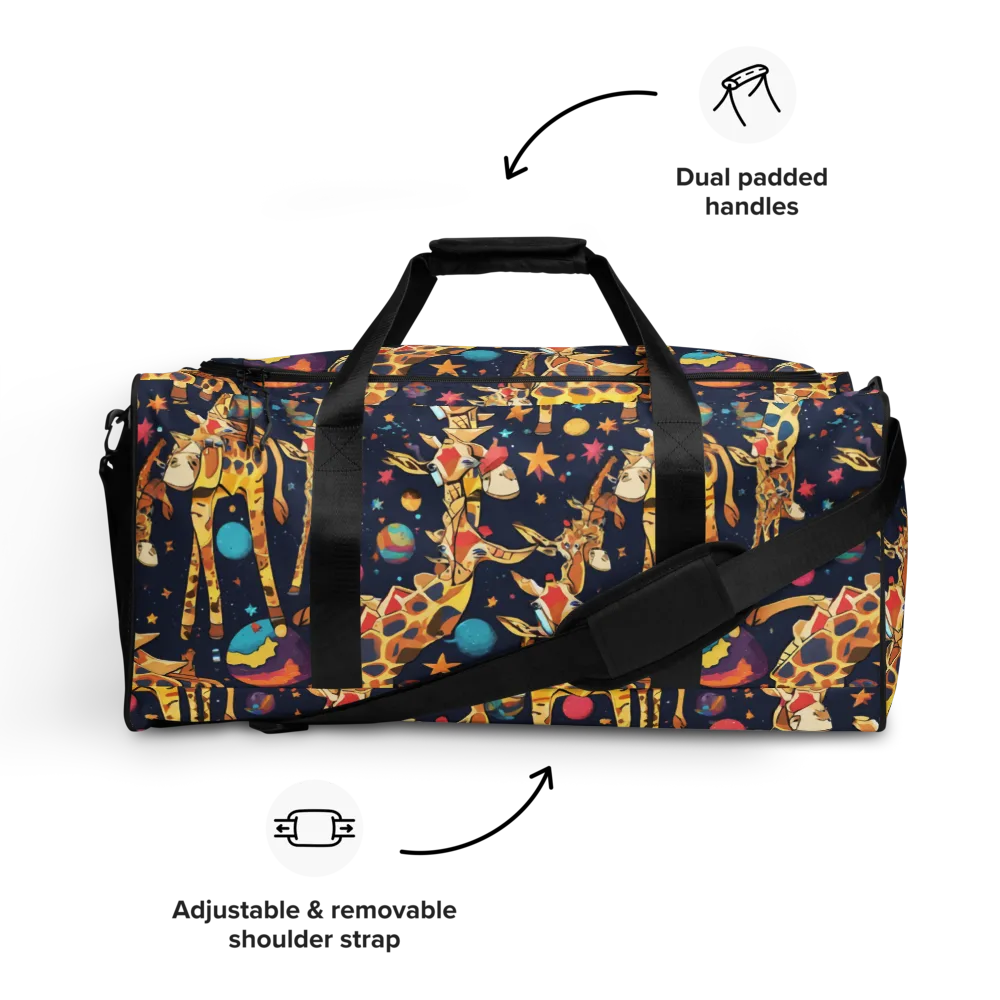 Cosmic Giraffe Parade on Duffle Bag — Front
