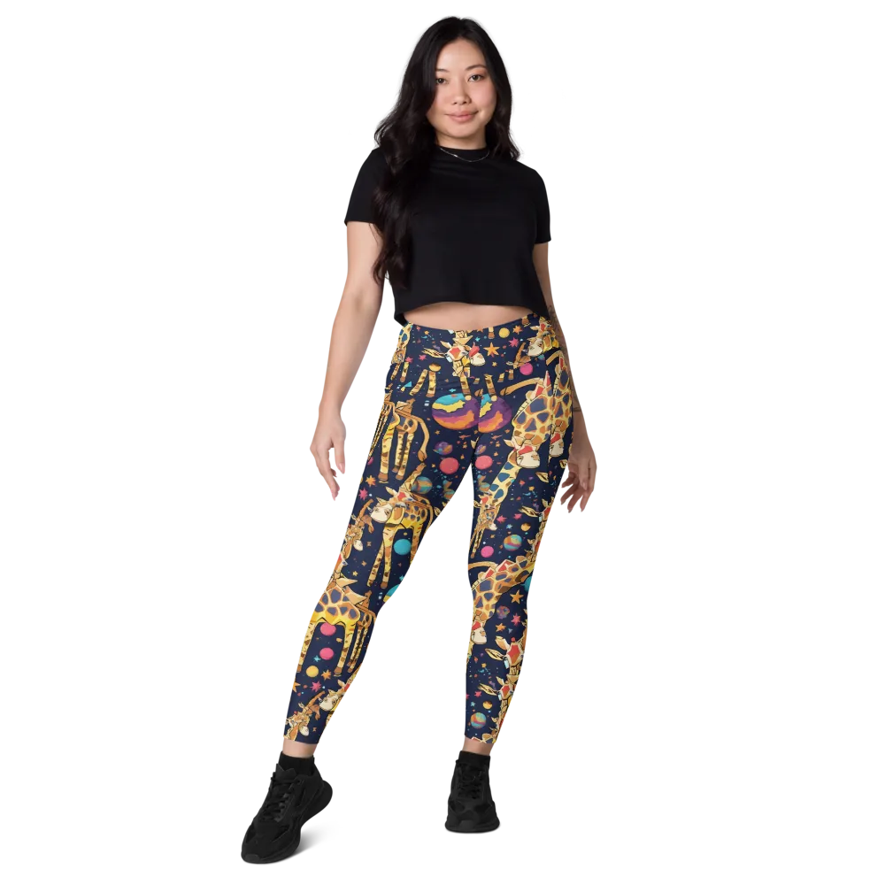 Cosmic Giraffe Parade on Leggings with Pockets — Front
