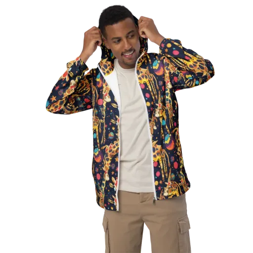 Cosmic Giraffe Parade on a Men's Windbreaker