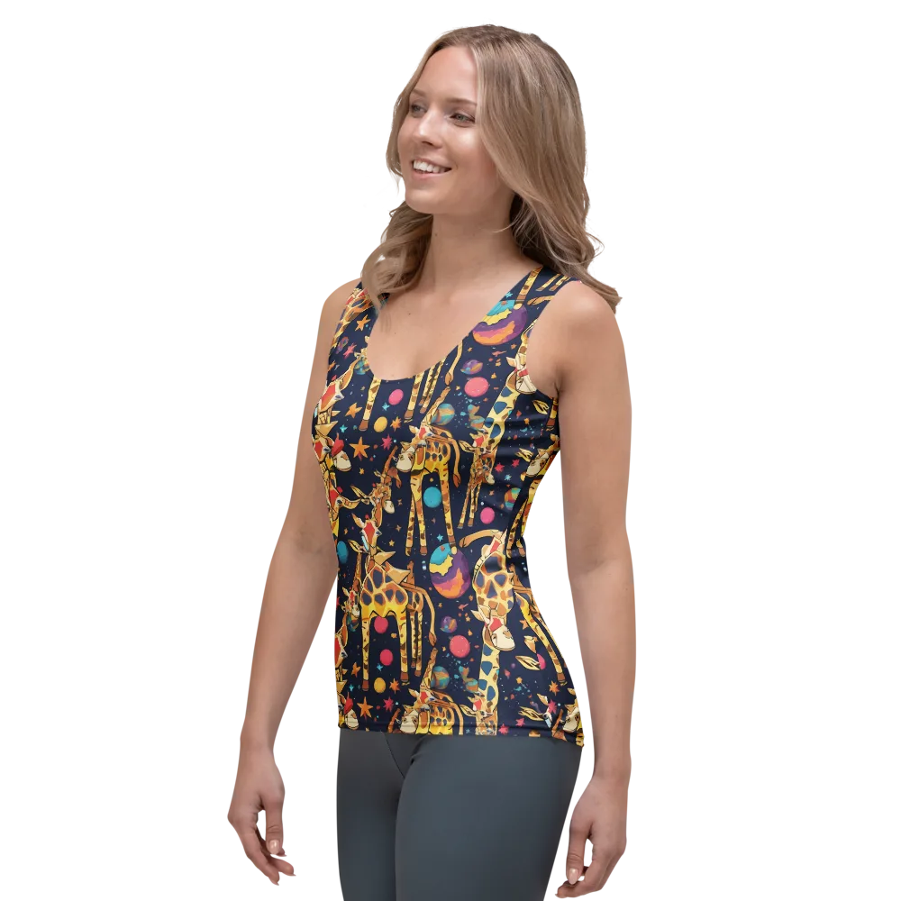 Cosmic Giraffe Parade on Women's Tank Top — Left Front
