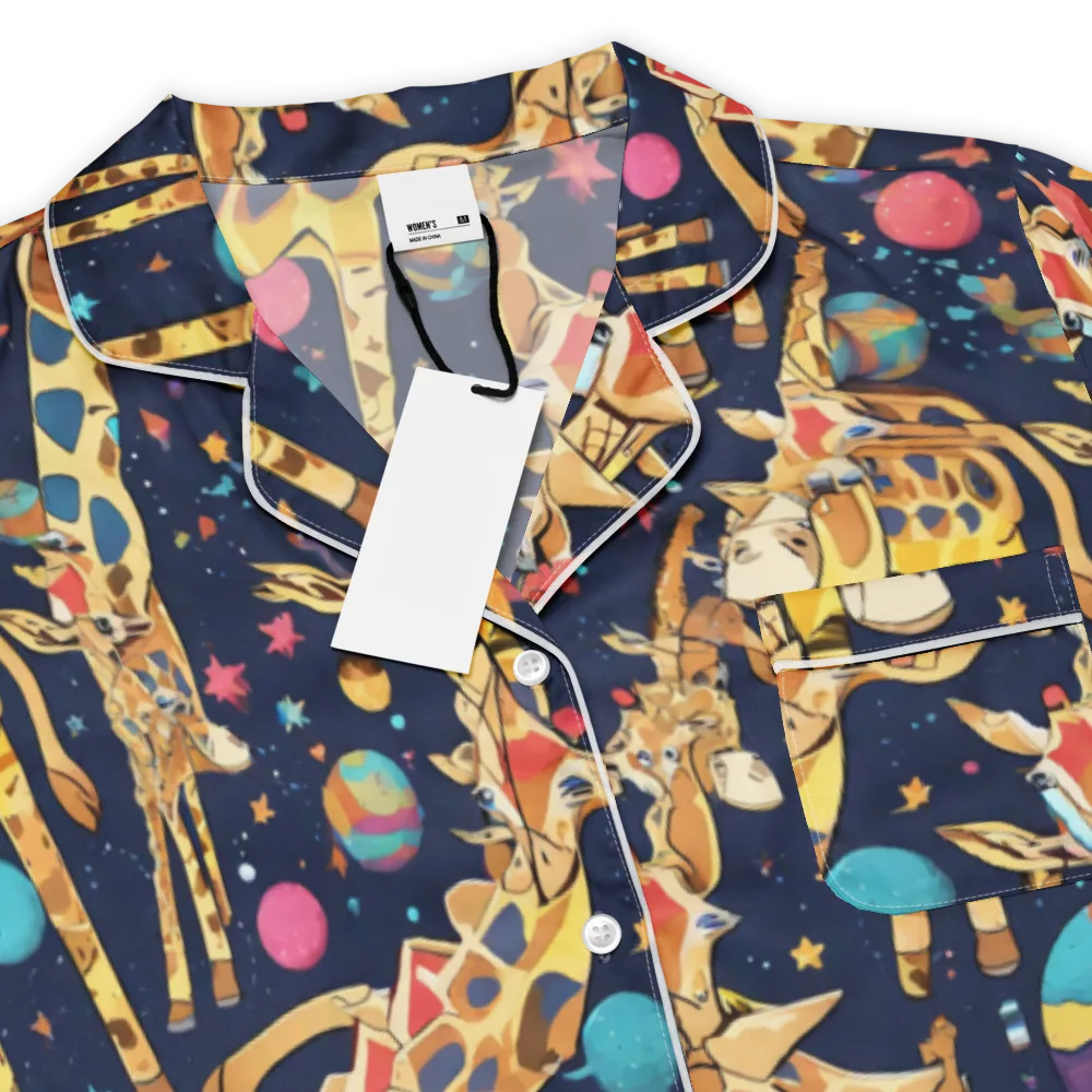 Cosmic Giraffe Parade on Women's Short Sleeve Pajama Top — Product details