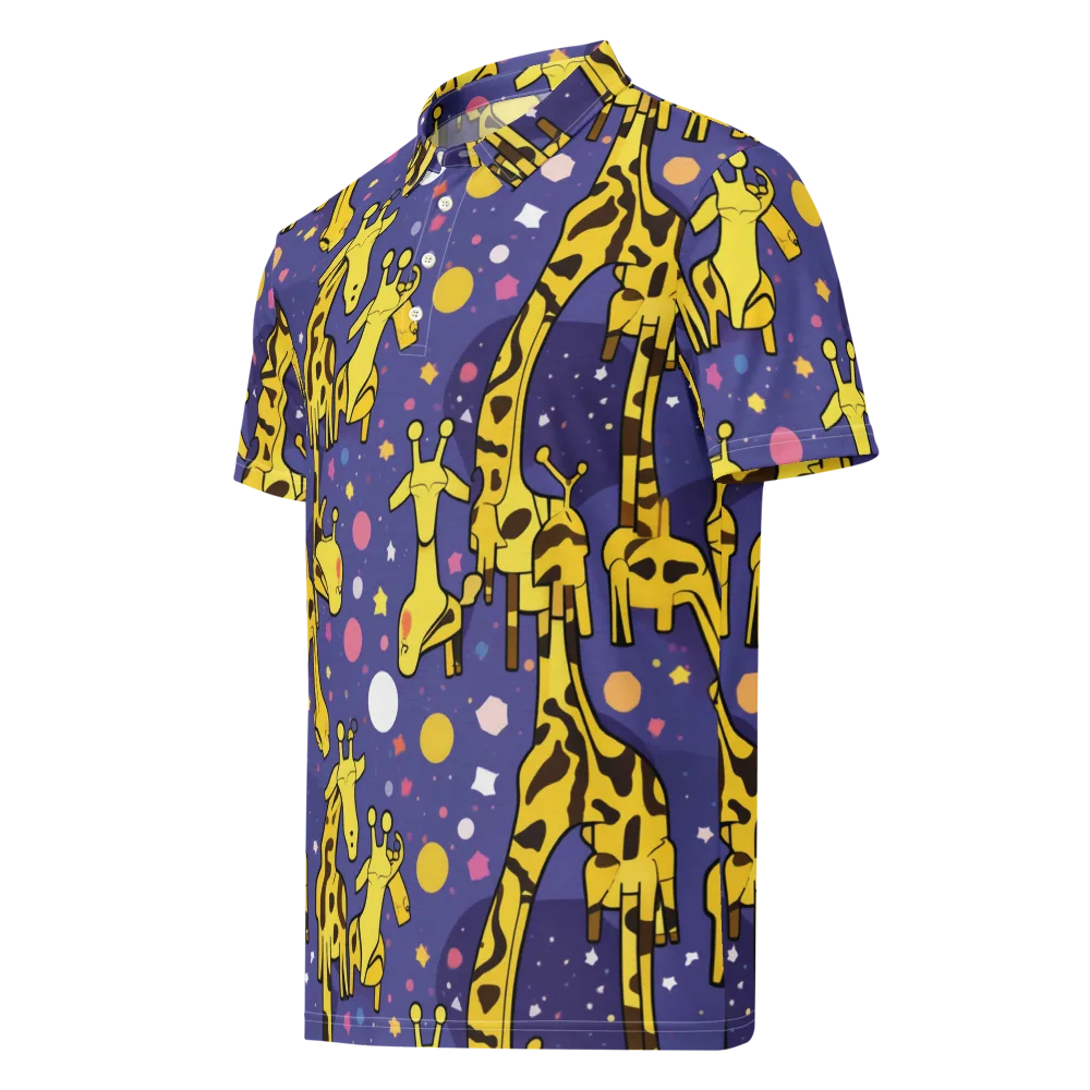 Cosmic Giraffe on Men's Slim Fit Polo Shirt — Left Front