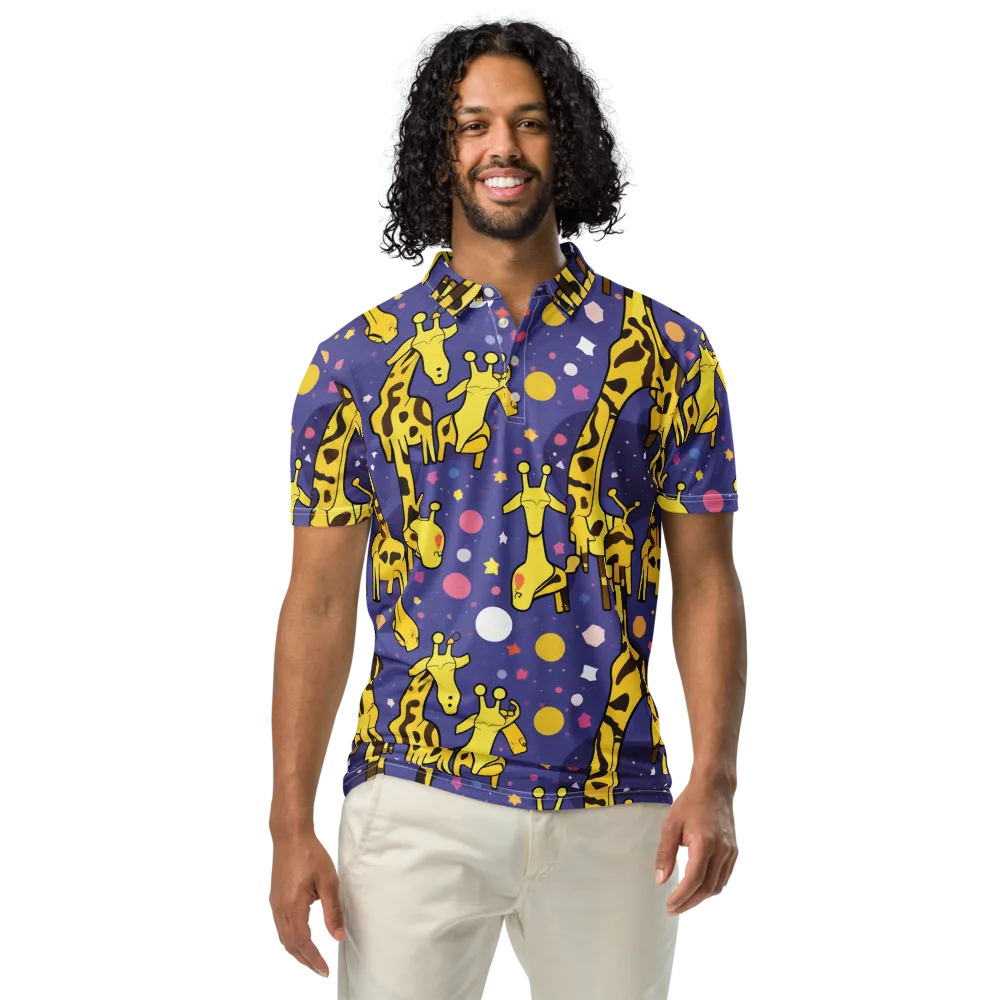 Cosmic Giraffe on Men's Slim Fit Polo Shirt — Front