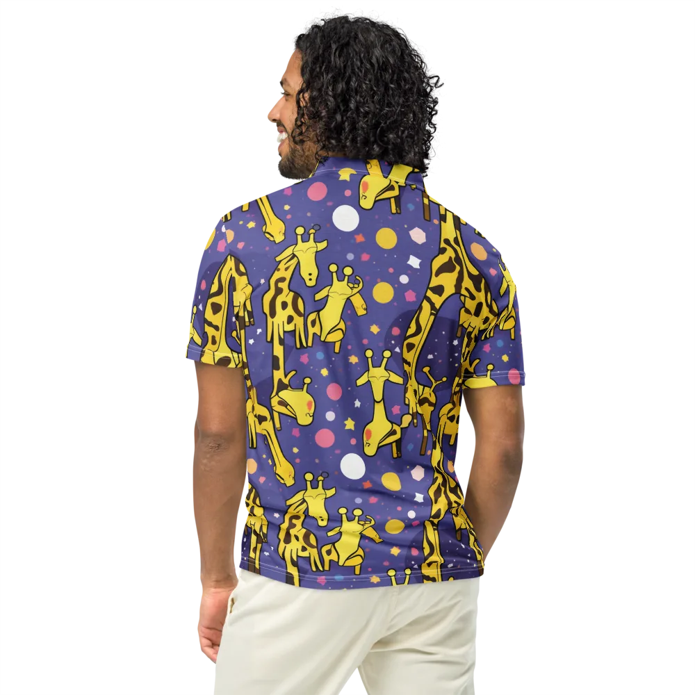 Cosmic Giraffe on Men's Slim Fit Polo Shirt — Back