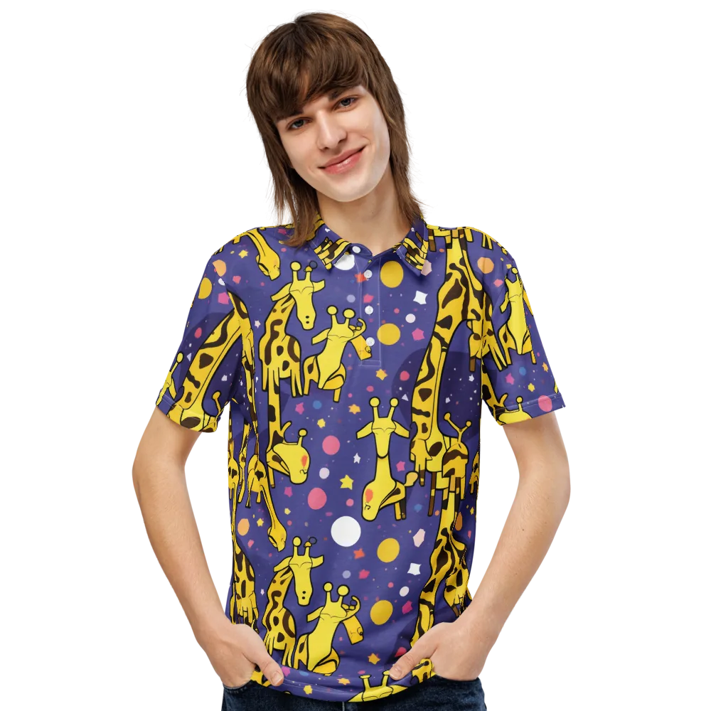 Cosmic Giraffe on Men's Slim Fit Polo Shirt — Front
