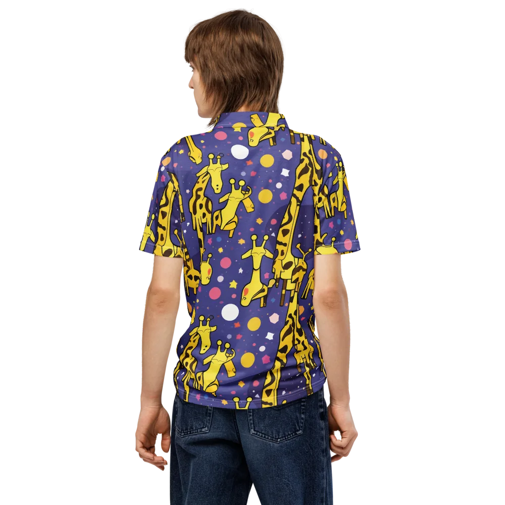 Cosmic Giraffe on Men's Slim Fit Polo Shirt — Back