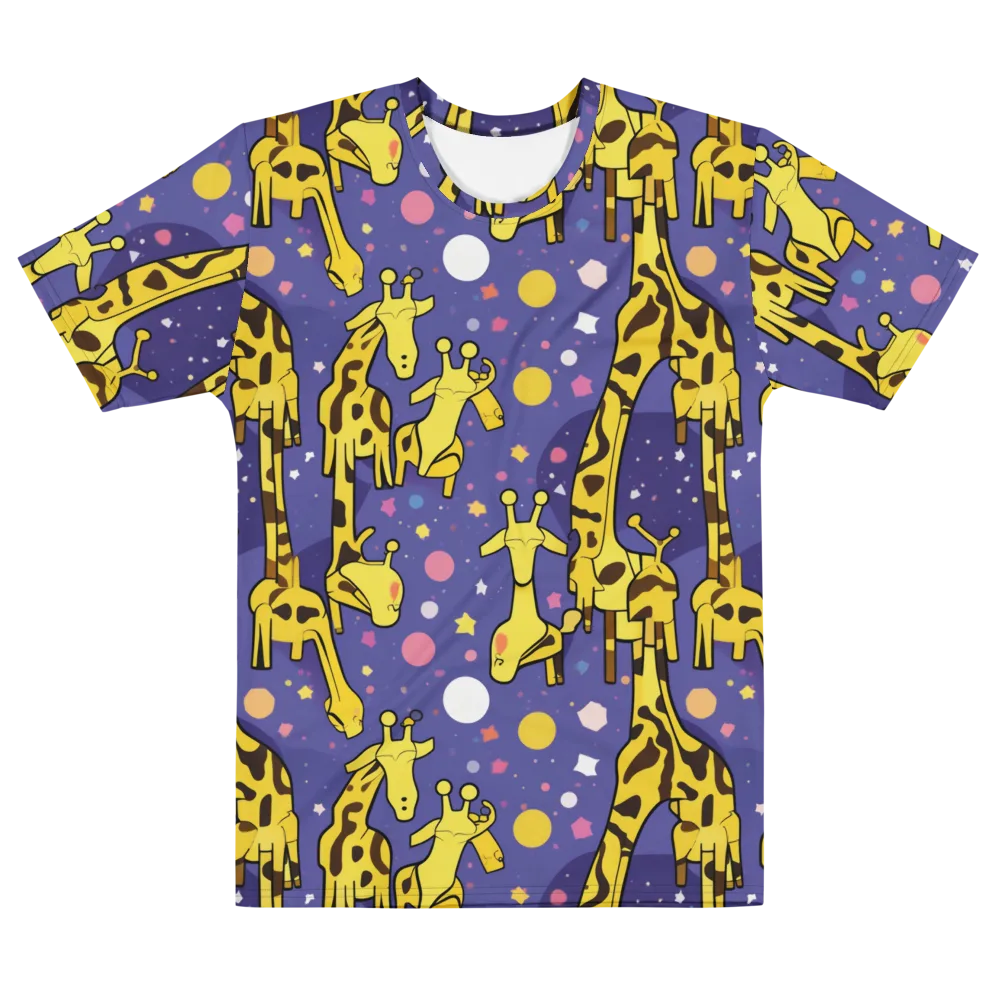 Cosmic Giraffe on Men's Cotton Crew Neck T-Shirt — Front