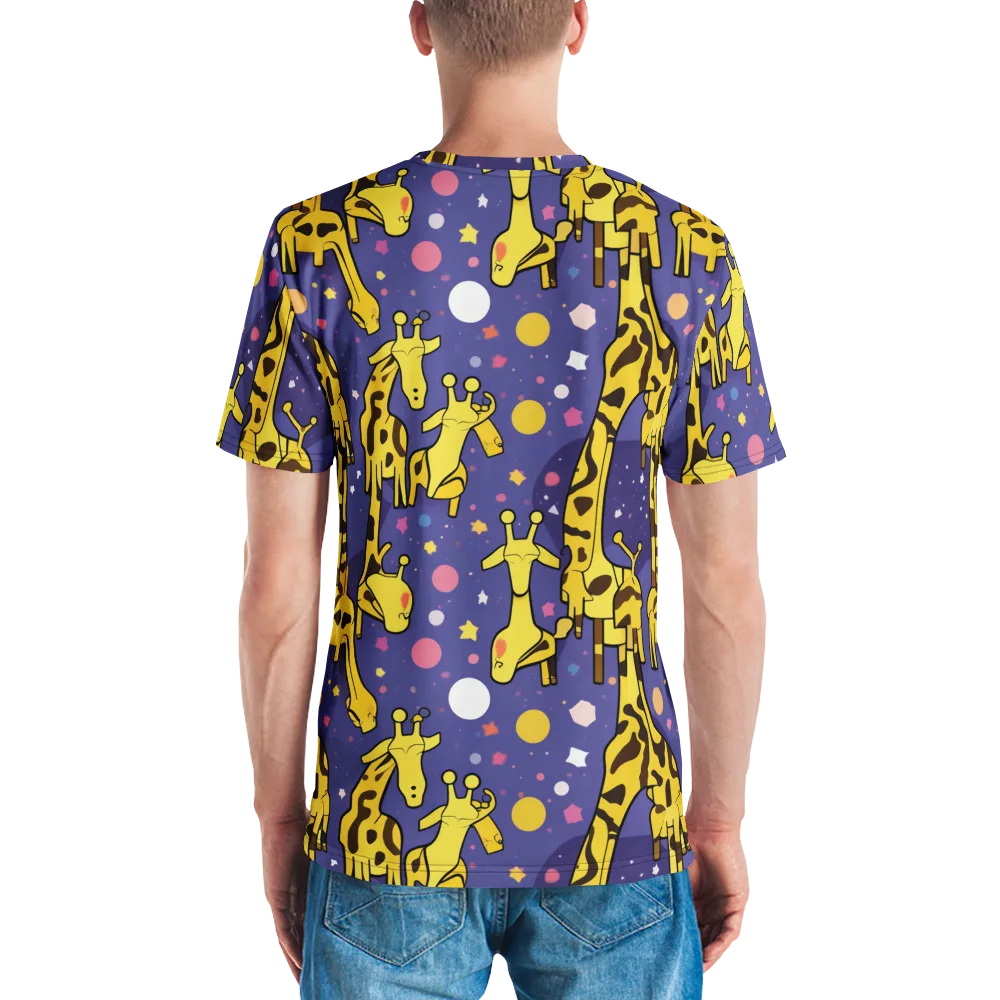 Cosmic Giraffe on Men's Crew Neck T-Shirt — Back