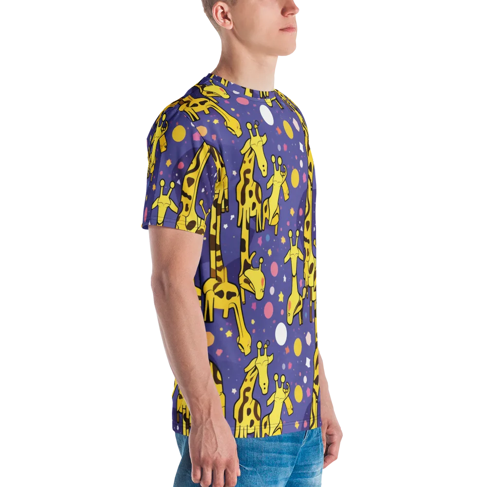 Cosmic Giraffe on Men's Crew Neck T-Shirt — Right