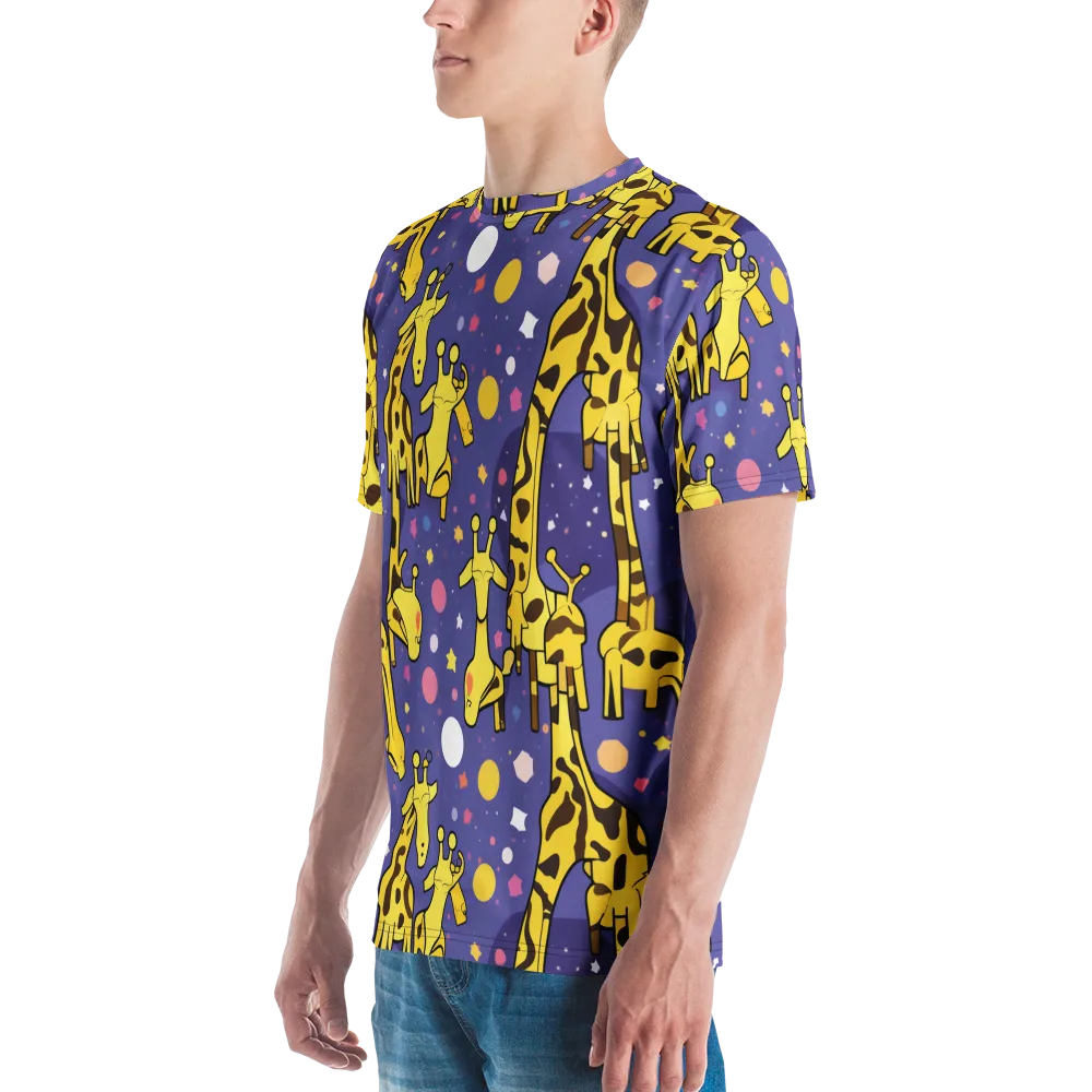 Cosmic Giraffe on Men's Crew Neck T-Shirt — Left