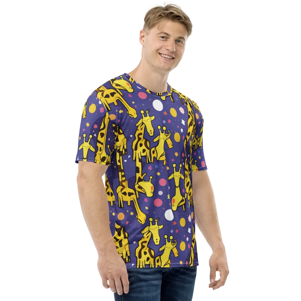 Cosmic Giraffe on Men's Crew Neck T-Shirt — Right