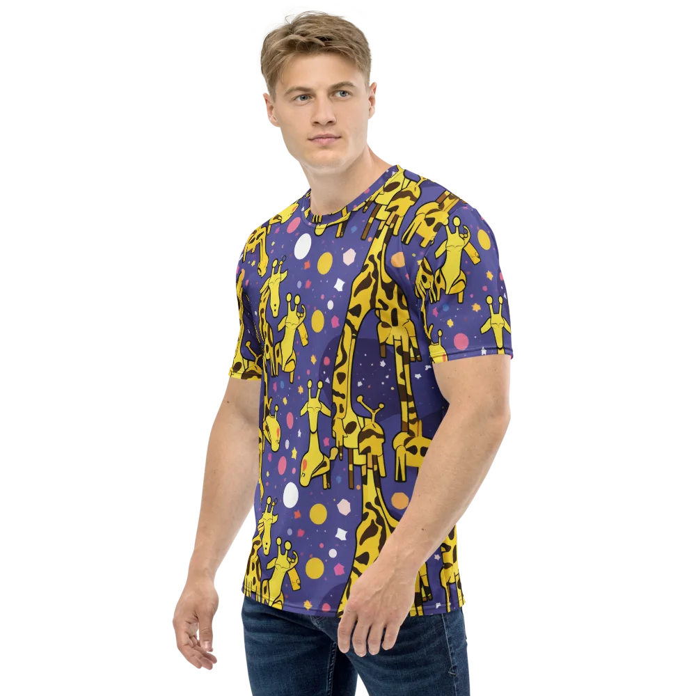 Cosmic Giraffe on Men's Crew Neck T-Shirt — Left