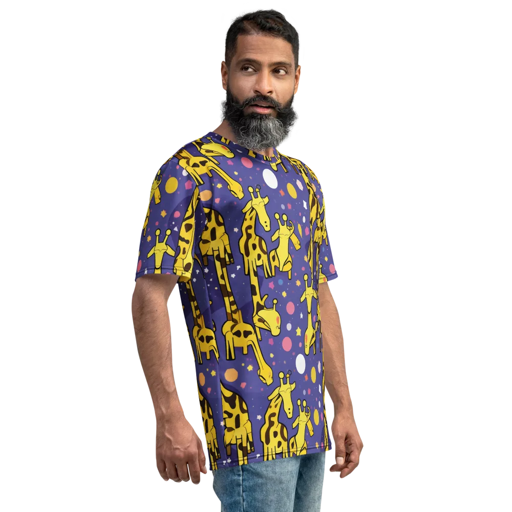 Cosmic Giraffe on Men's Crew Neck T-Shirt — Right