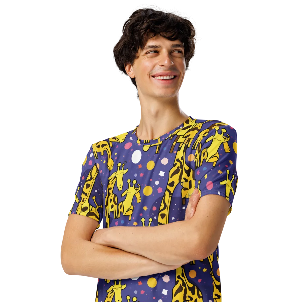 Cosmic Giraffe on Men's Crew Neck T-Shirt — Left Front