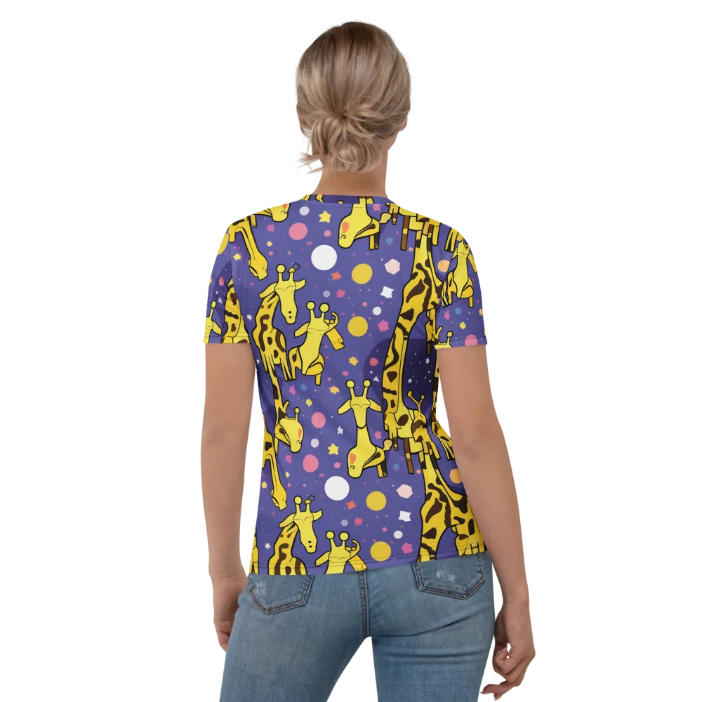 Cosmic Giraffe on Women's Crew Neck T-Shirt — Back