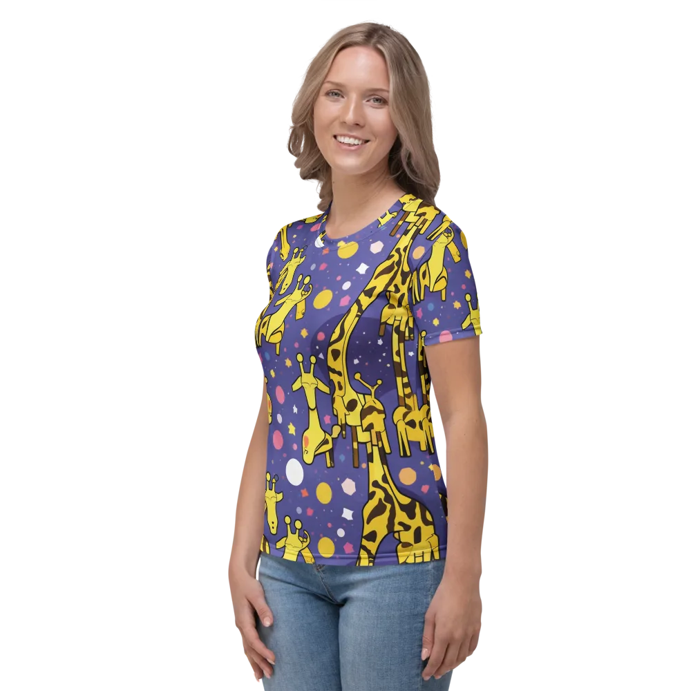 Cosmic Giraffe on Women's Crew Neck T-Shirt — Left