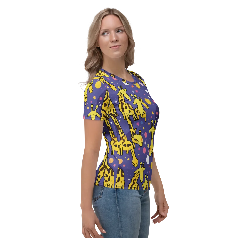 Cosmic Giraffe on Women's Crew Neck T-Shirt — Right