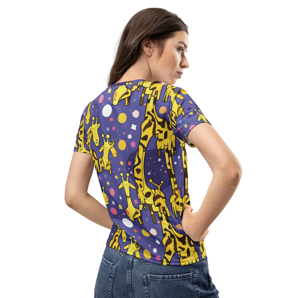 Cosmic Giraffe on Women's Crew Neck T-Shirt — Back
