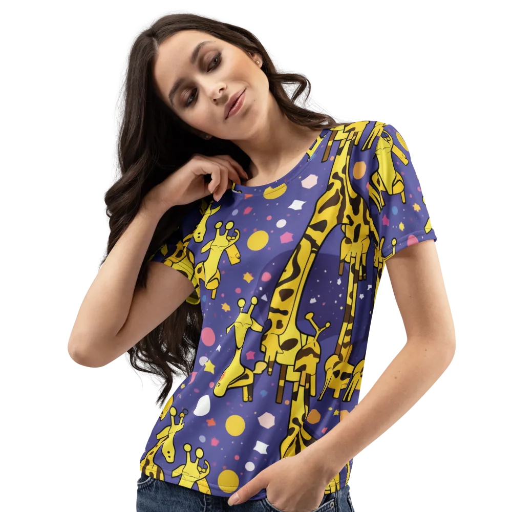 Cosmic Giraffe on Women's Crew Neck T-Shirt — Left Front