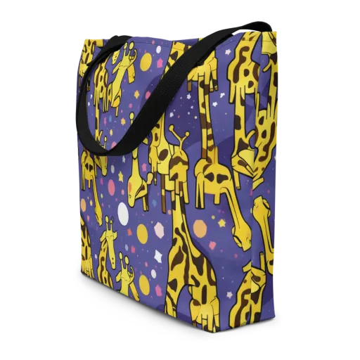 Cosmic Giraffe on a Large Tote Bag W/ Pocket