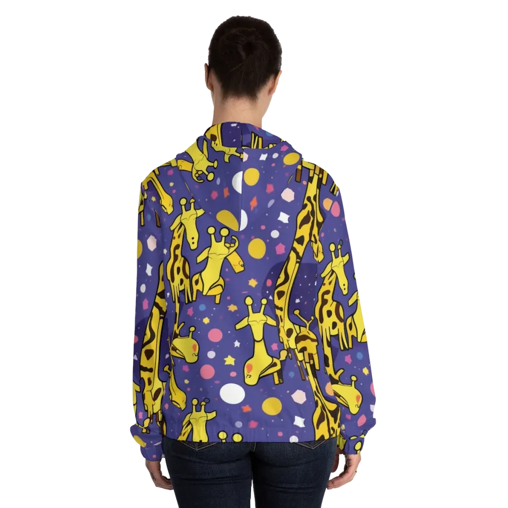 Cosmic Giraffe on Women's Full-Zip Hoodie — Back On Person