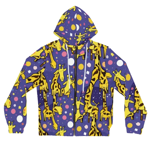 Cosmic Giraffe on a Women's Full-Zip Hoodie