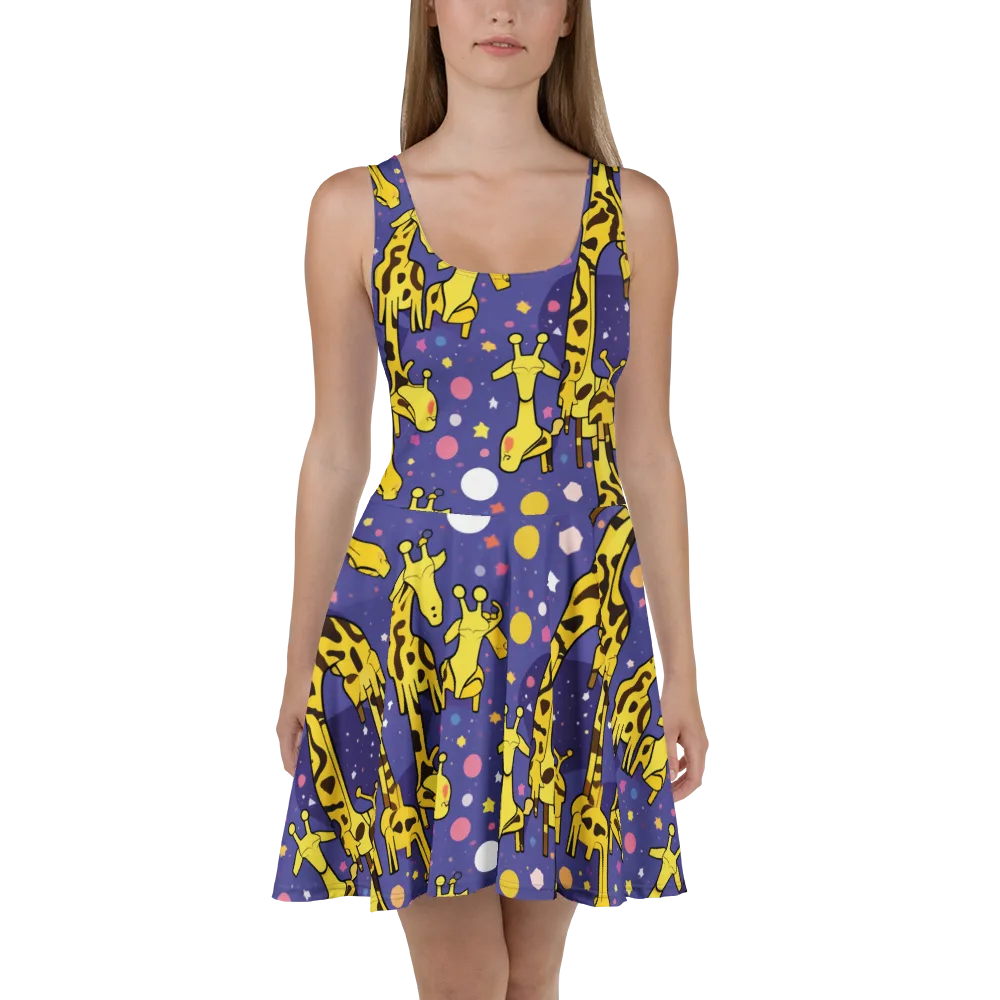 Cosmic Giraffe on Skater Dress — Front