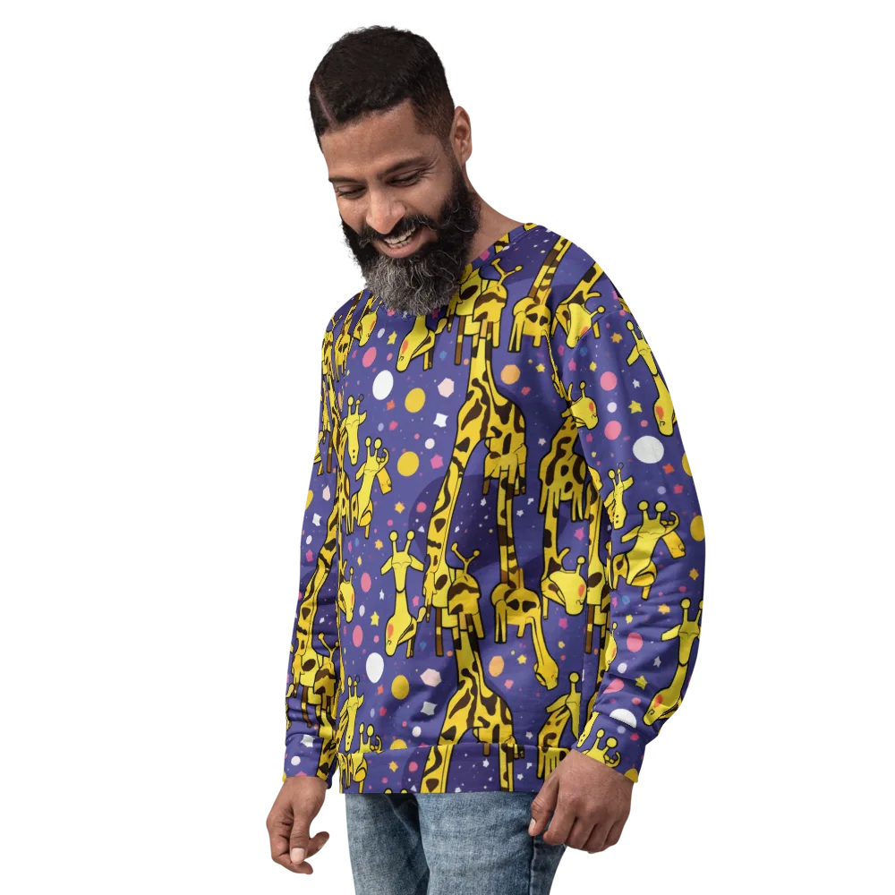 Cosmic Giraffe on Sweatshirt — Left Front