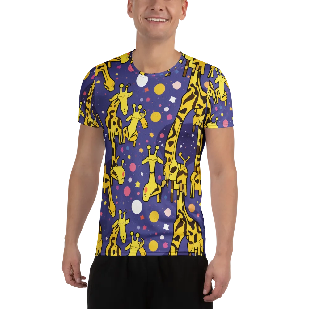 Cosmic Giraffe on Men's Athletic T-Shirt — Front